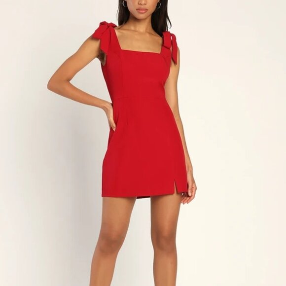 Lulu's Your Sweetie Wine Red Tie-Strap Mini Dress Size Large - Picture 1 of 6